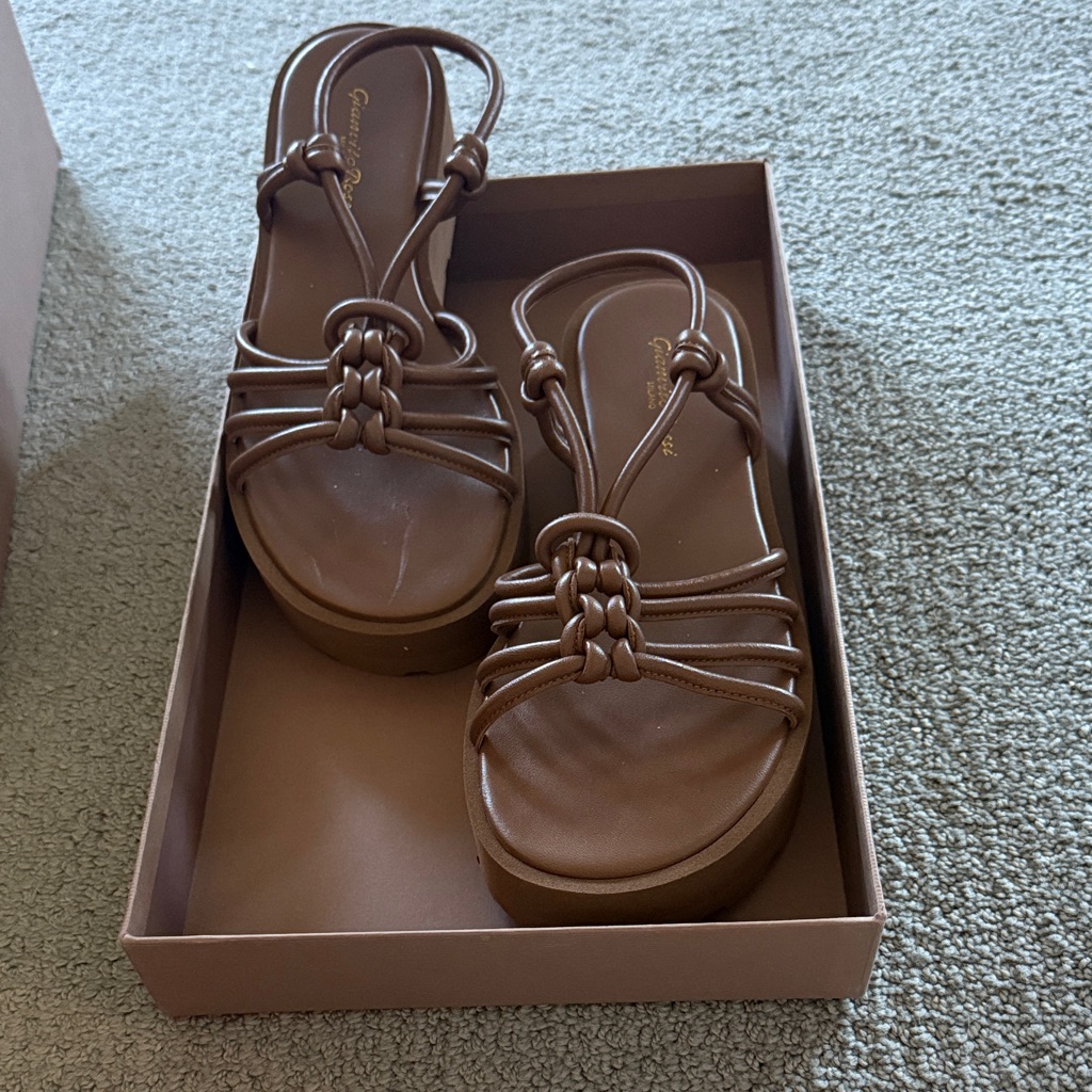 Gianvito Rossi Hebe Brown Knotted Strap Platform Sandals Brand New In Box